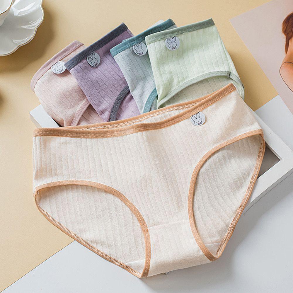 LEILY Quần Lót Lưng Vừa Họa Tiết Gấu Và Dâu Tây Dễ Thương Cho Nữ