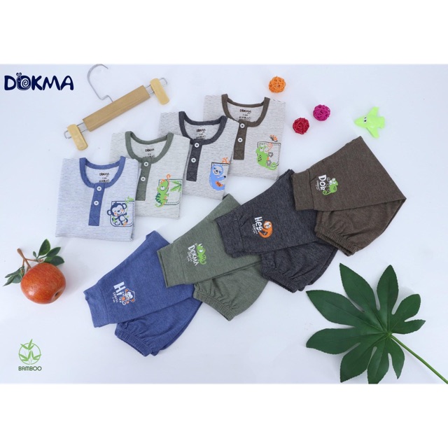 Bộ dài tay cổ trụ Dokma sợi tre mềm mịn cho bé trai