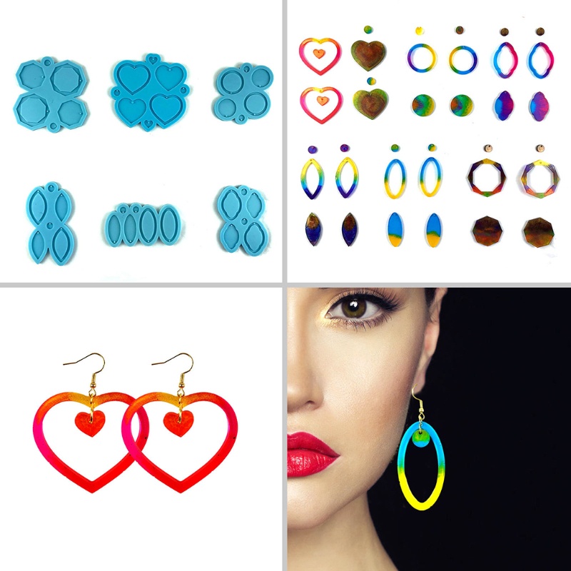 Sa Khuôn Silicon Làm Bông Tai Thủ Công Không Độc Hại