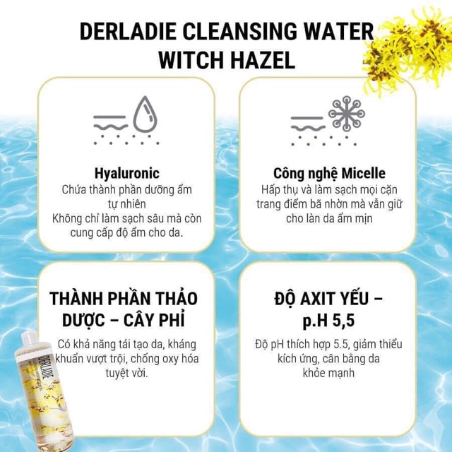 Tẩy Trang Derladie Cleansing Water Witch Hazel