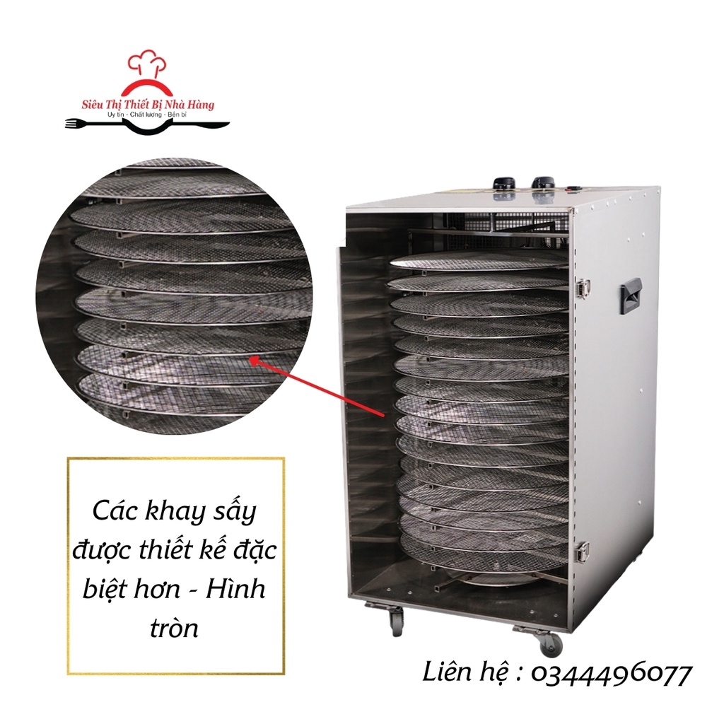 Máy sấy hoa quả, thực phẩm, hoa khô , dược liệu. Tủ sấy 16 khay trục xoay CHÍNH HÃNG SEPTREE