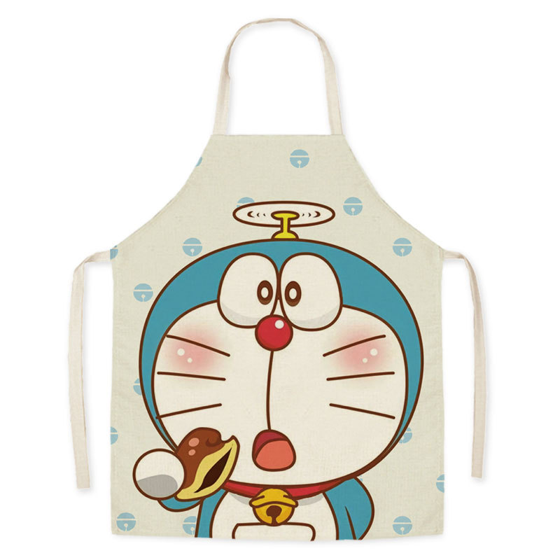 Hoạt Hình Tạp Dề Vải Lanh In Hình Doraemon Đáng Yêu Cho Gia Đình