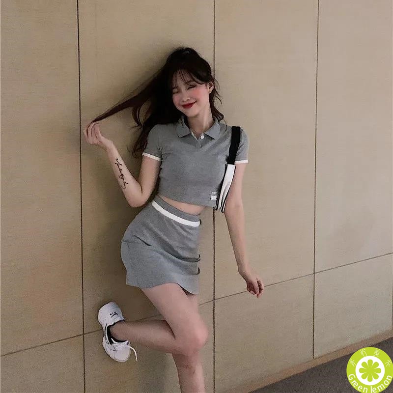 Set Áo Thun Tay Ngắn Dáng Rộng + Chân Váy Thể Thao Thời Trang Cho Nữ