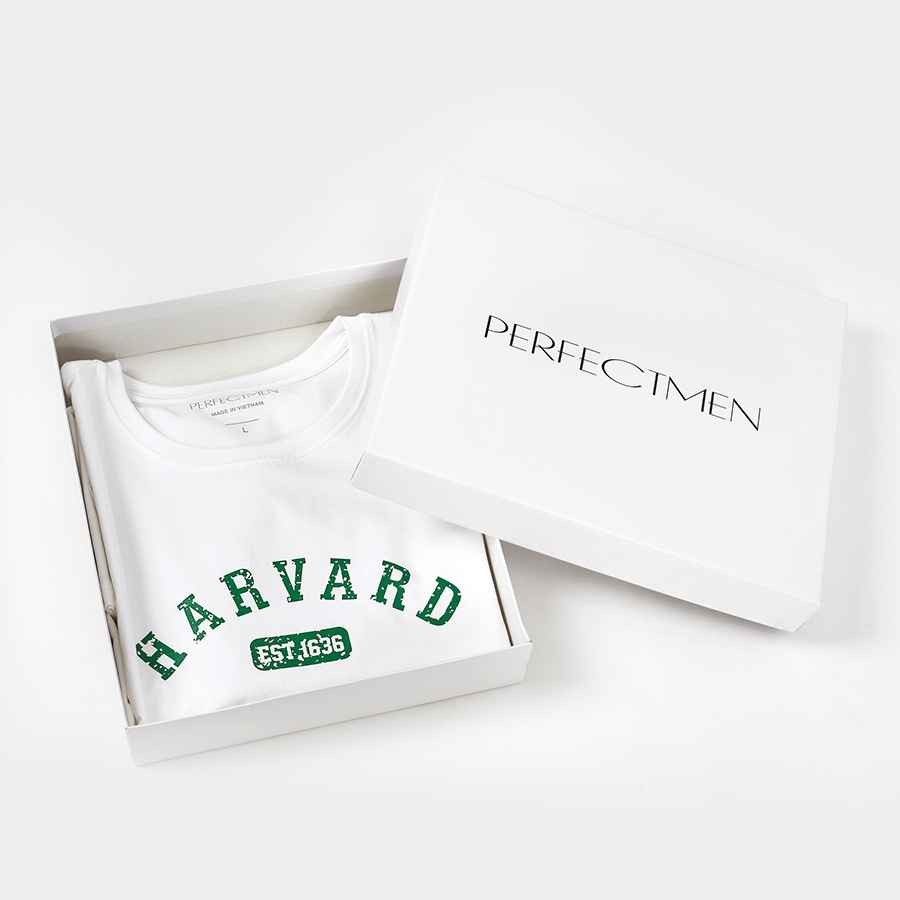 Áo thun nữ cổ tròn 100% cotton Premium chính hãng PERFECTMEN in chữ Harvard mềm mịn thoáng mát co giãn 4 chiều.