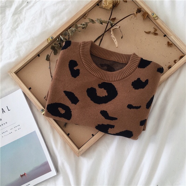 Set áo len gia đình da báo