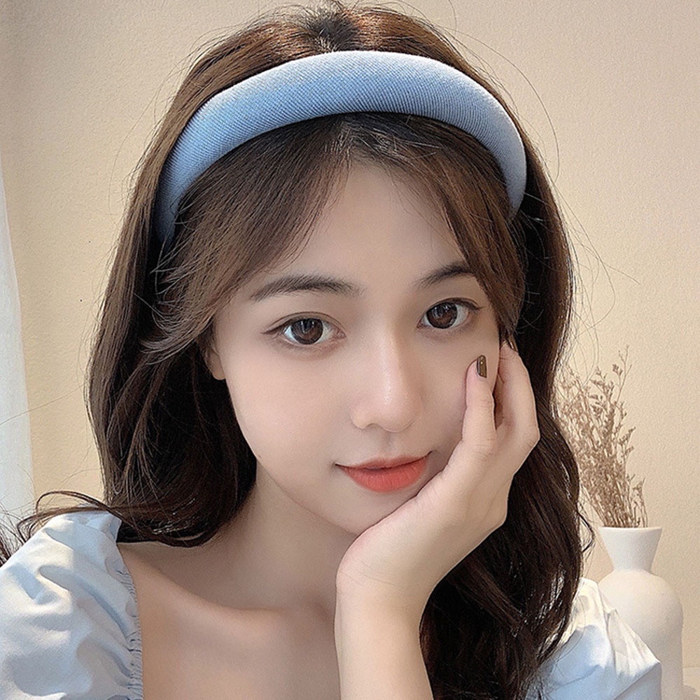 Băng đô cotton xốp dày bản rộng họa tiết kẻ sọc màu sắc ngọt ngào