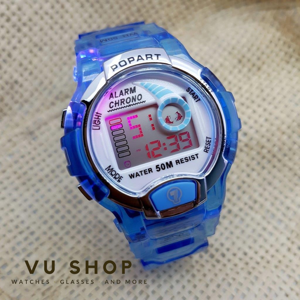 ĐỒNG HỒ BÉ TRAI POPART - ĐÈN LED ĐỔI MÀU - XANH ĐỎ | BigBuy360 - bigbuy360.vn