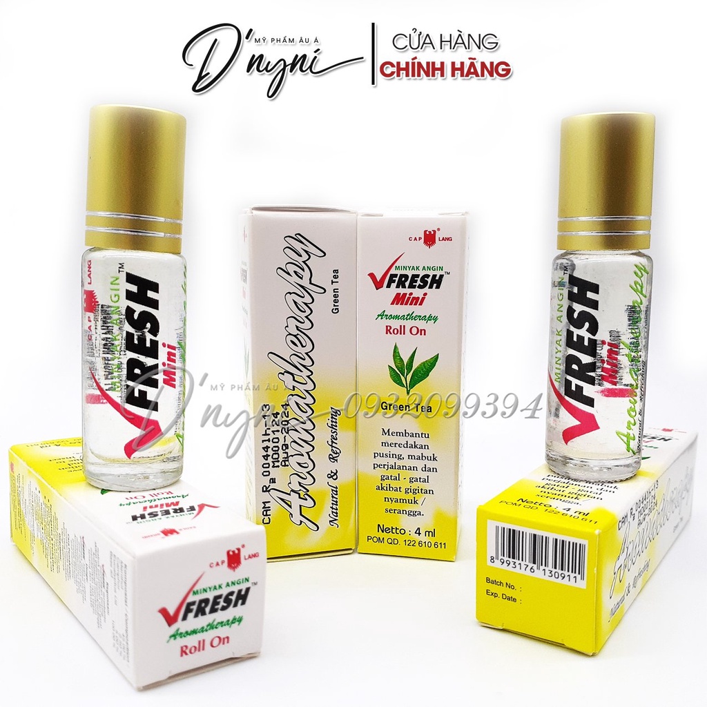 Dầu gió lăn thảo dược 4 hương vị V_FRESH - Xách tay chính hãng INDONESIA