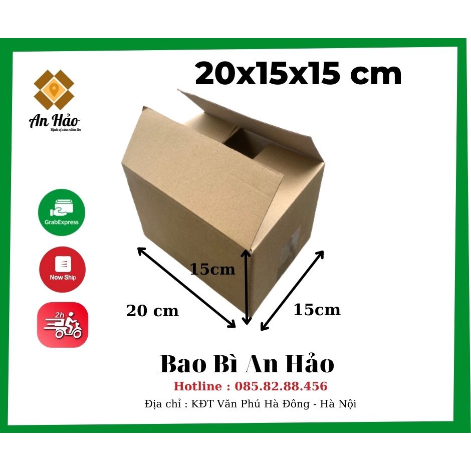 Hộp 20x15x15cm  Hộp carton thùng giấy An Hảo 3 lớp siêu cứng đóng gói hàng hóa đa năng
