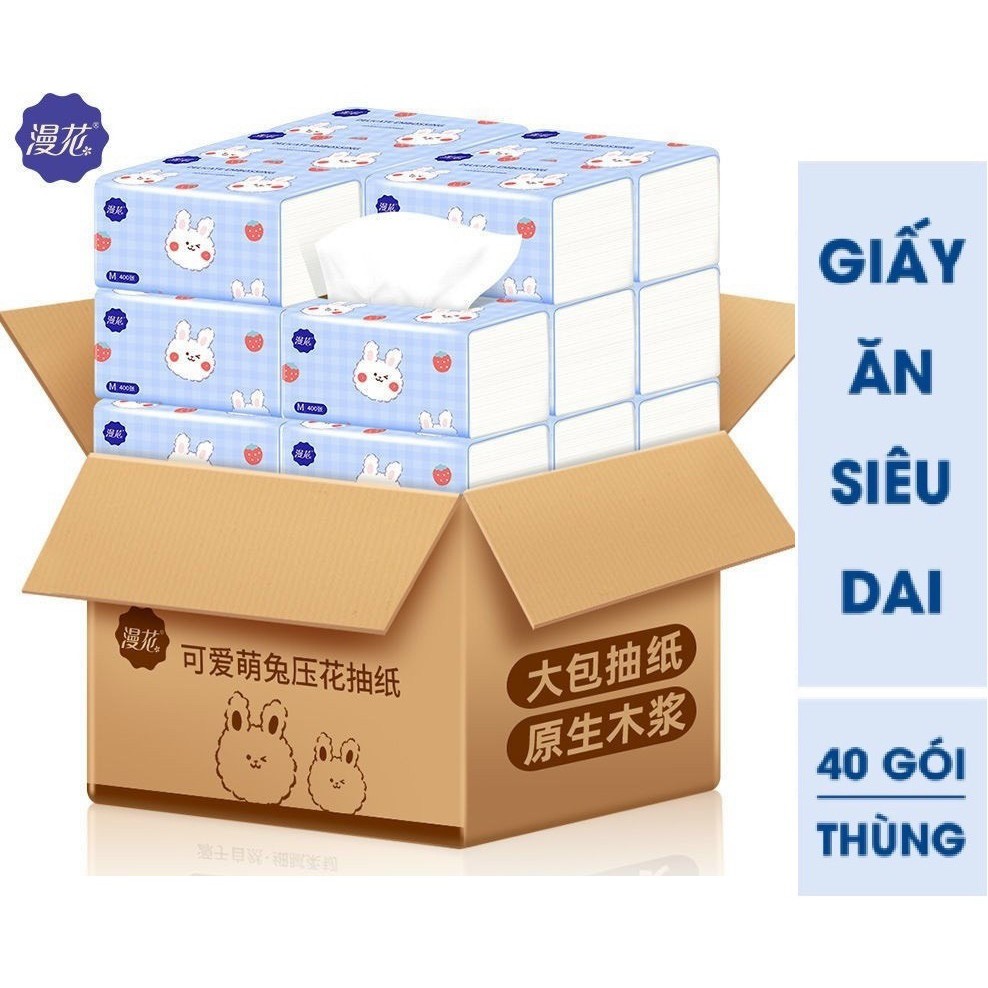 Giấy Ăn Thỏ Trắng Siêu Mịn Siêu Dai Thùng 40 Gói Giấy Ăn Rút Hình Thỏ - T2K Max