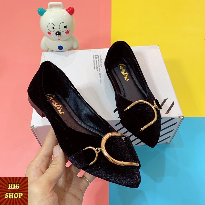 [ẢNH THẬT] GIÀY BÚP BÊ MŨI NHỌN RIGSHOP THIẾT KẾ MÓC SIÊU XINH