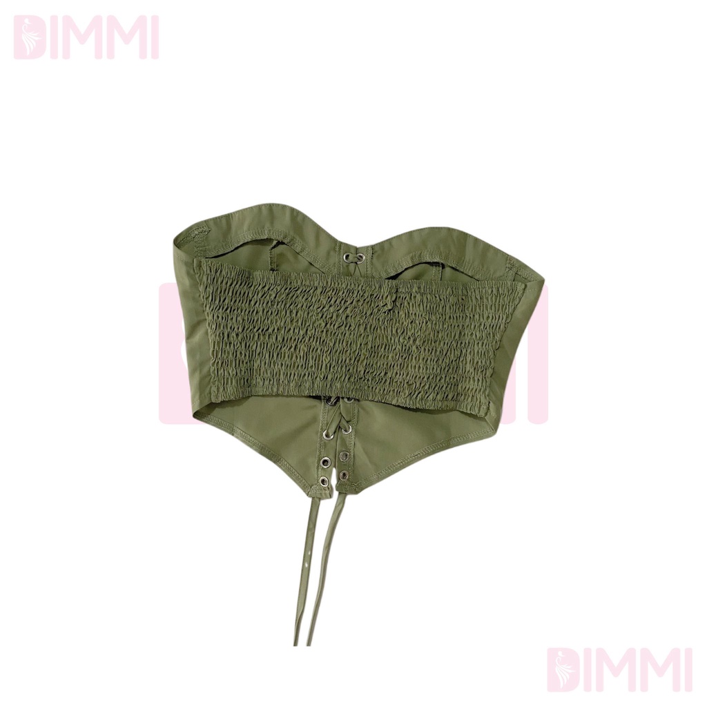 Áo Corset Đan Dây Xanh Olive