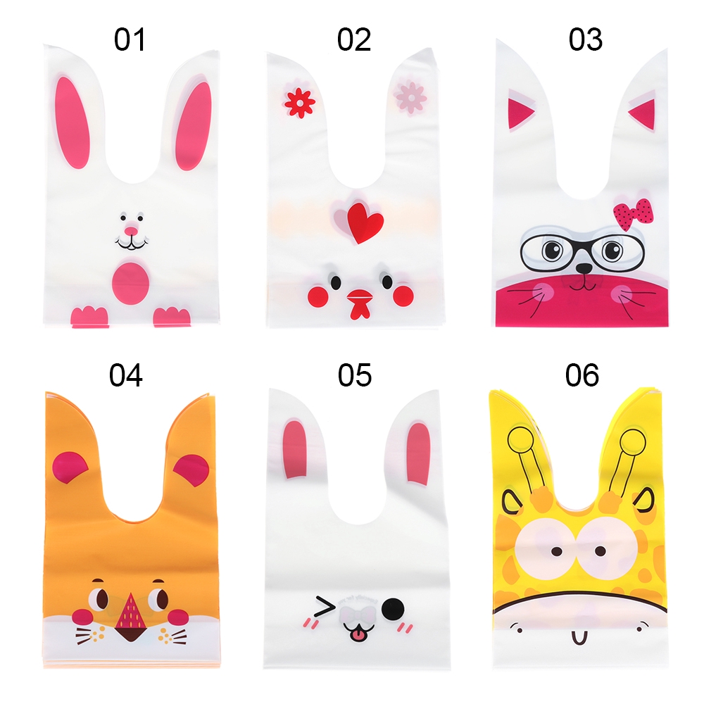 Set 10 Túi Nhựa Đựng Bánh Kẹo Hình Thỏ Đáng Yêu