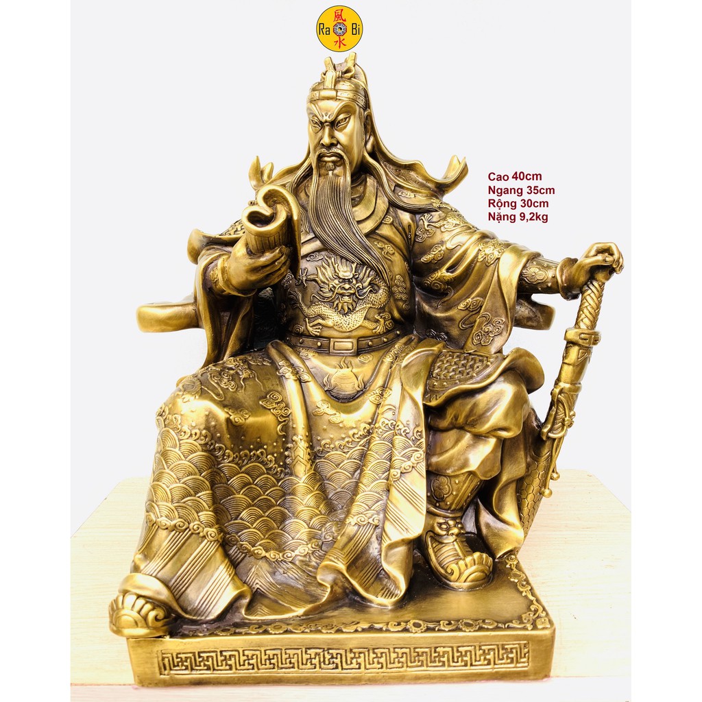 Quan Công Quan Bình Châu Thương - Bộ Quan Công Hộ Pháp 40cm - Tượng Đồng Thờ Cúng Cao Cấp