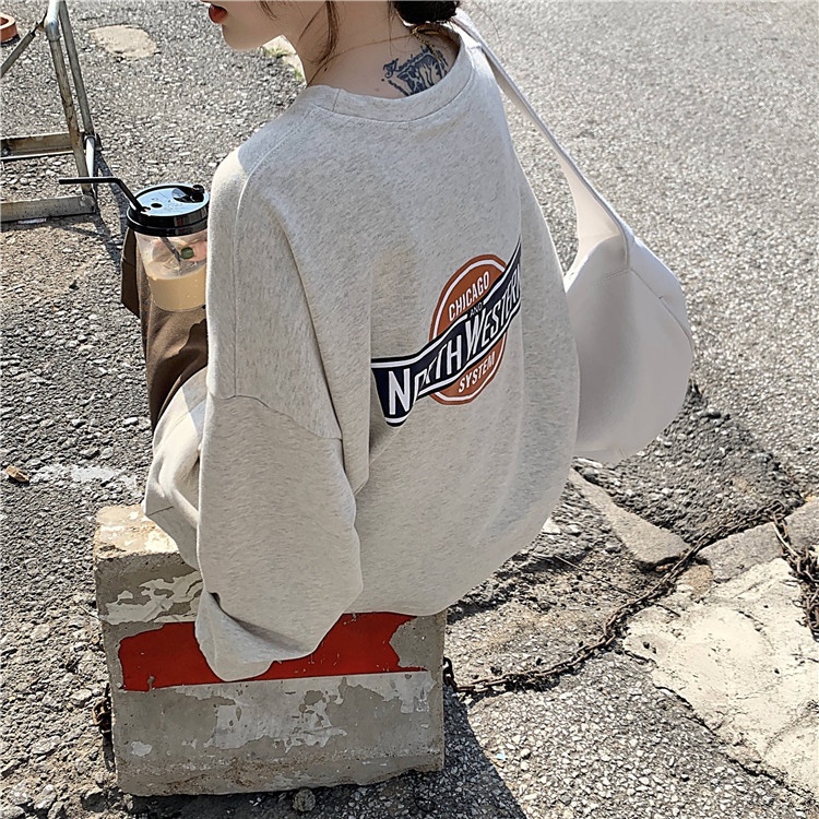 Áo sweater ZHELIHANGFEI tay dài in họa tiết chữ cái trẻ trung thời trang