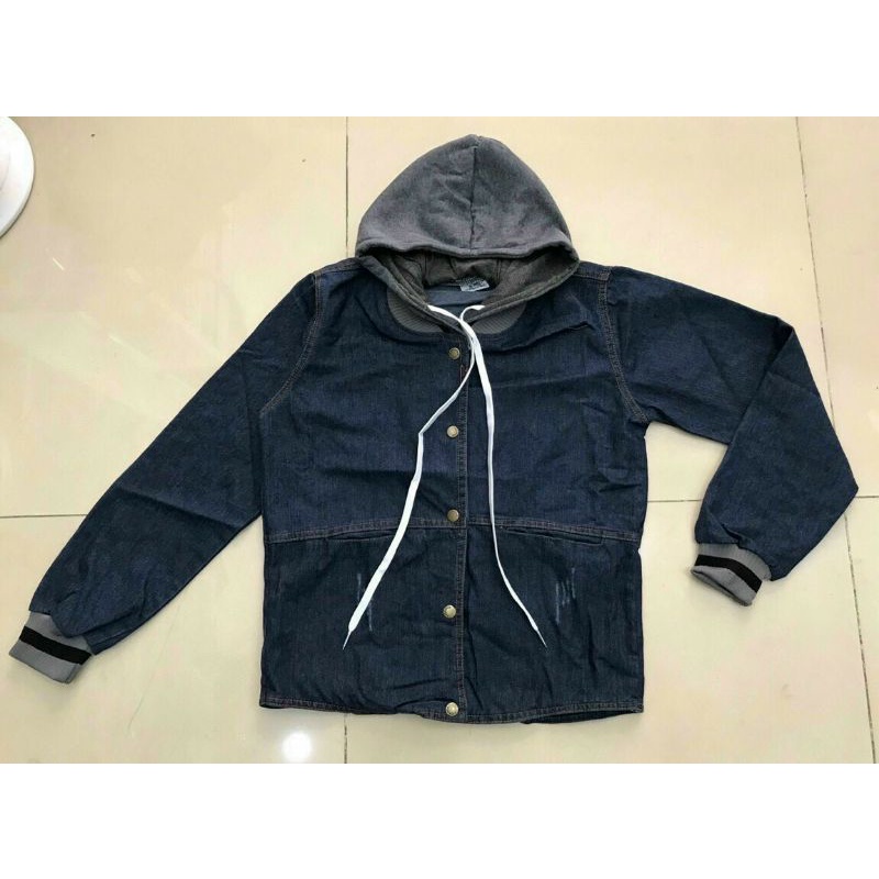 Áo khoác jean nữ ulzzang mũ nỉ, áo bò nữ có nón rút dây - DTH