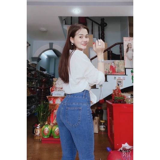 Quần Jeans Nữ Ống Loe Túi Kiểu Tôn Dáng