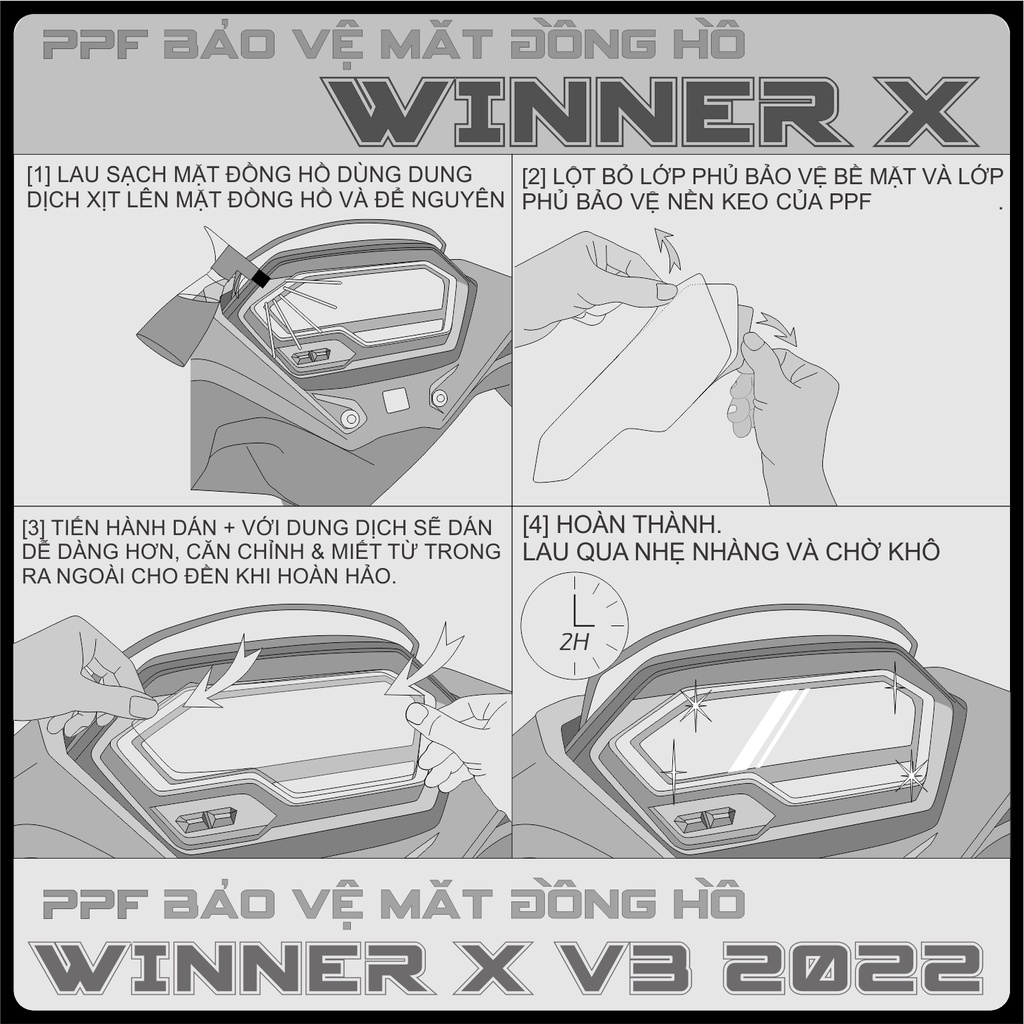 Miếng dán Winner X V3 2022 PPF bảo vệ chống trầy xước màn hình Honda Winner x 2022