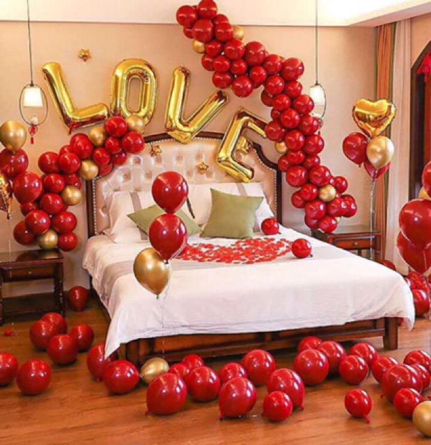 Set bóng trang trí phòng cứoi màu đỏ siêu hot 2020