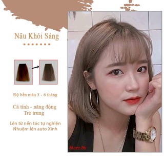 Thuốc nhuộm tóc màu Nâu Khói Sáng  màu nhuộm lên chuẩn tone kem nhuộm an toàn không sót da đầu trong khi nhuộm