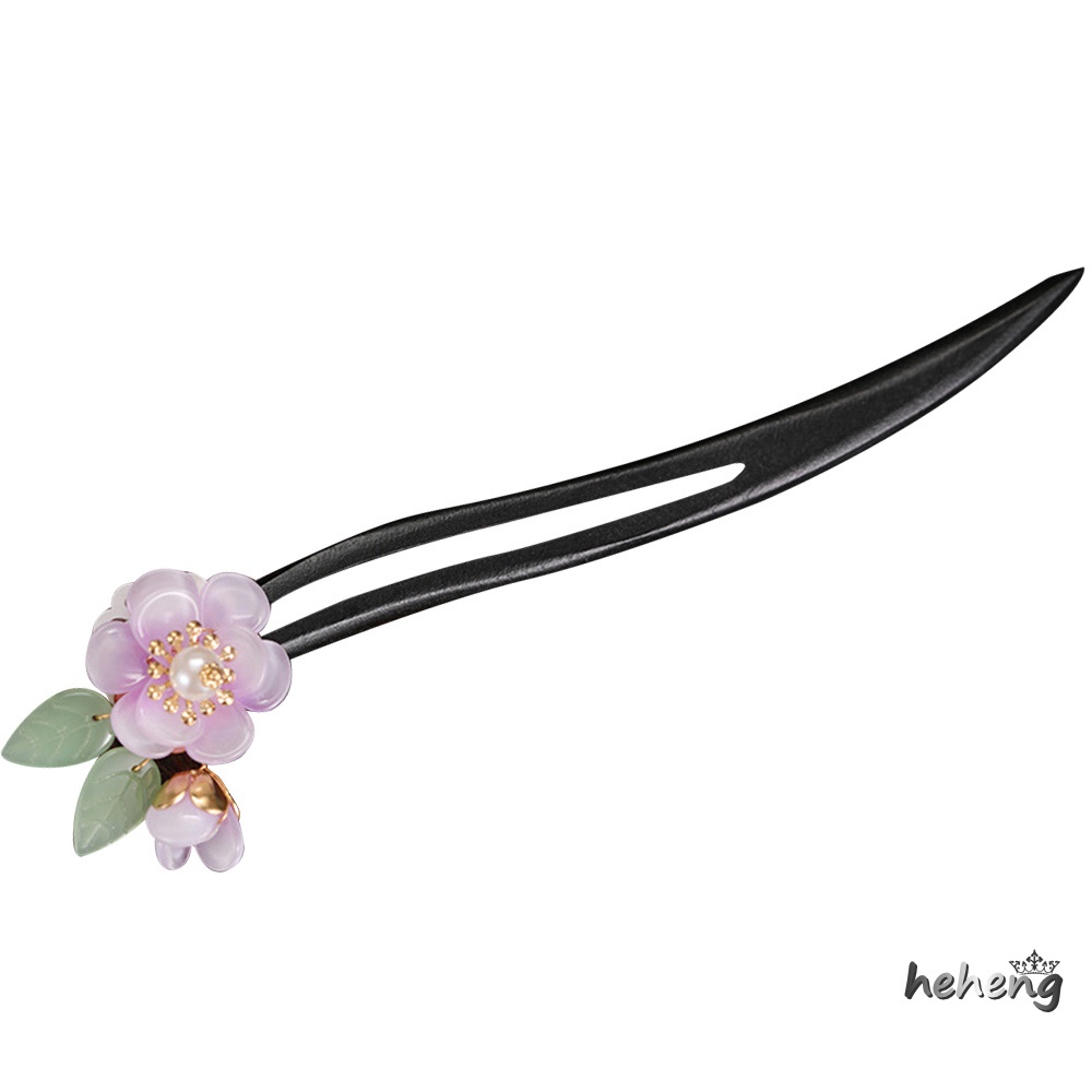 Đũa Gỗ Mun Màu Hồng Hoa Tạo Kiểu Tóc Cho Sườn Xám / Hán Phục