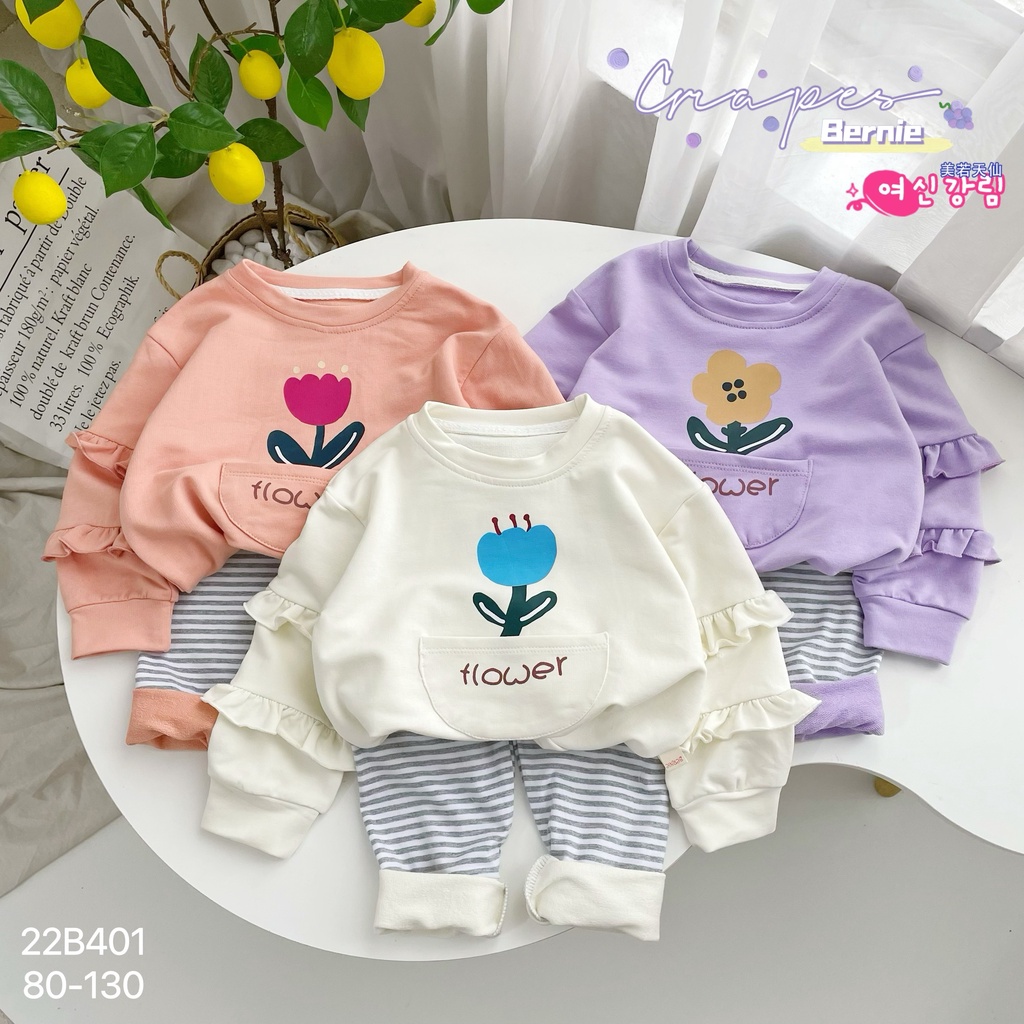 Bộ quần áo thu đông cho bé gái, bộ da cá bé gái bánh bèo đẹp hàng thiết kế Bernie