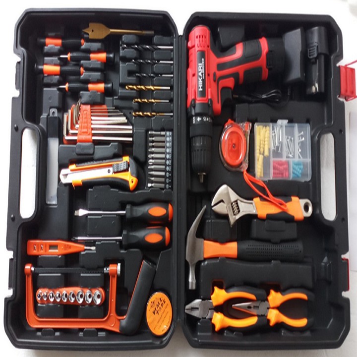 Máy khoan pin Thái Lan Hikari kèm 50 phụ kiện - 21qa