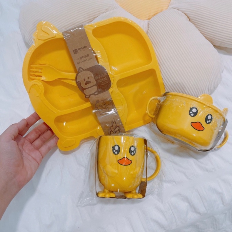 Bộ Khay Cơm Vịt Vàng Kèm Cốc Thìa - Bát Vịt