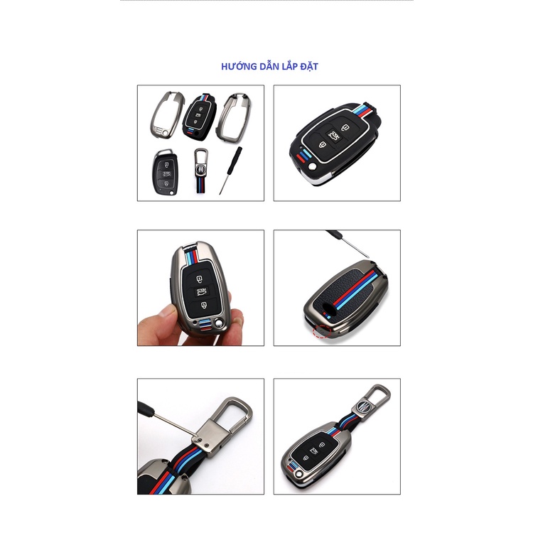 Ốp Chìa Khóa Xe Elantra, i10, Tucson Bản Chìa Gập Hợp Kim Kẽm