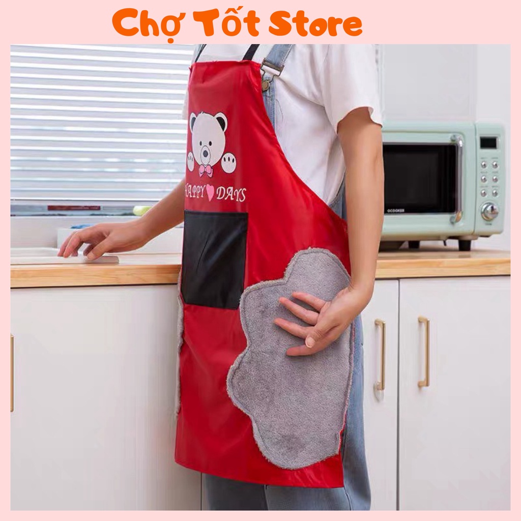 [❌GIÁ HỦY DIỆT❌Tạp Dề Chống Thấm Nước In Hình Gấu Dễ Thương Có Thể Chùi Tay 88209 Chợ Tốt Store
