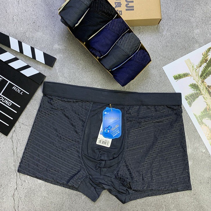 Hộp 4 Chiếc Quần Lót Nam Đùi Thông Hơi, Quần Sịp Nam Dáng Boxer BOSHILAISI Cao Cấp