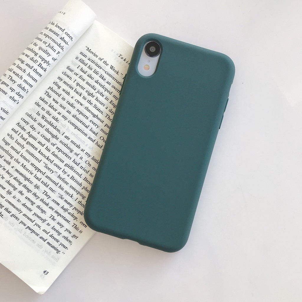 Ốp Điện Thoại Silicon Mềm Màu Xanh Lá / Xanh Dương Trơn Cho iphone 7 8 plus X XS XR 11 12 13 14 pro max