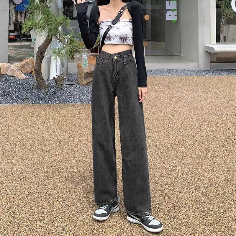 Quần Jeans Nữ Lưng Cao Ống Rộng Thời Trang Hàn Quốc