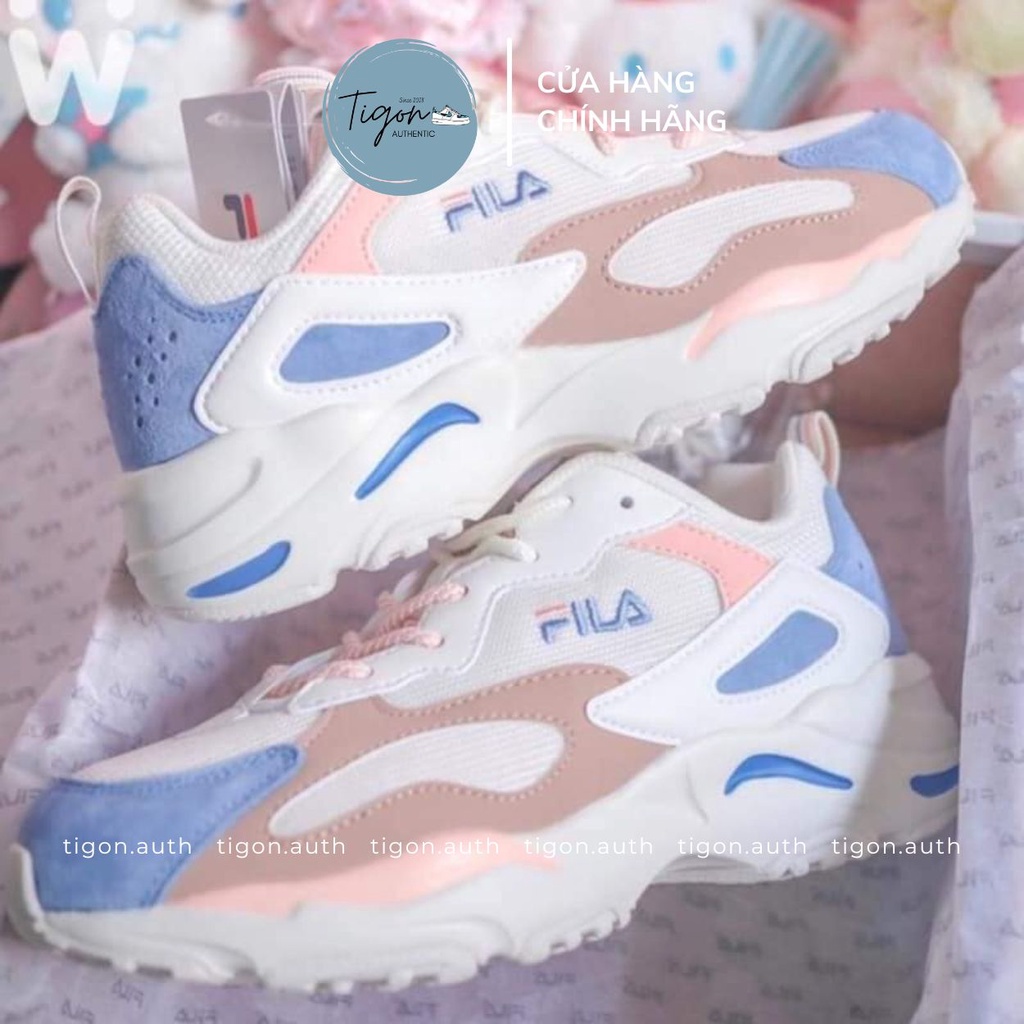 Giày Sneaker Nữ Fila Chính Hãng - Giày Thể Thao Nữ Fila Ray Tracer White Blue Pink  Tigon.auth