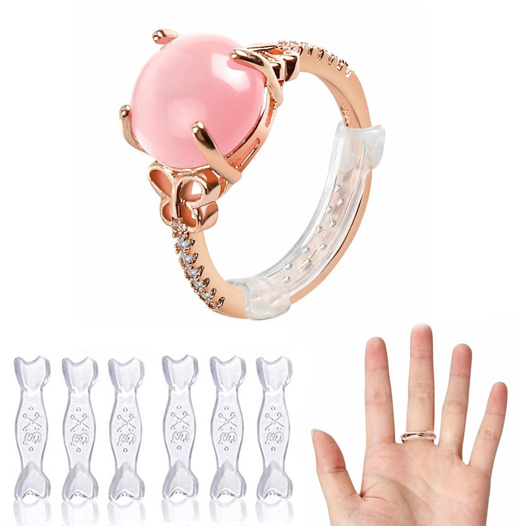 Set 12 Miếng Đệm Điều Chỉnh Kích Thước Nhẫn Chống Trượt Bằng Nhựa Trong Suốt