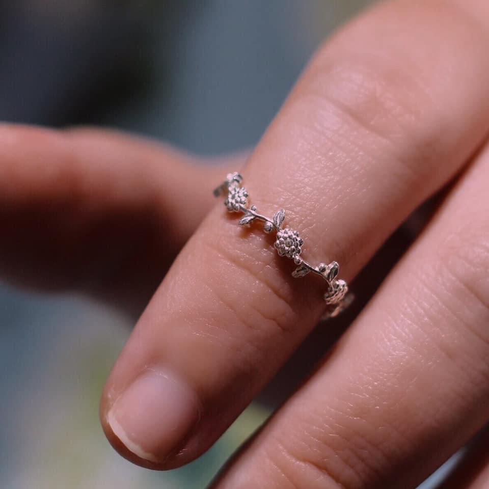 Nhẫn hoa lá đẹp dịu dàng Bạc S925 NG90