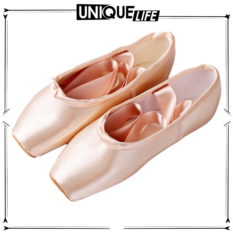 Giày khiêu vũ ba lê bằng satin da lộn mũi nhọn đế dày