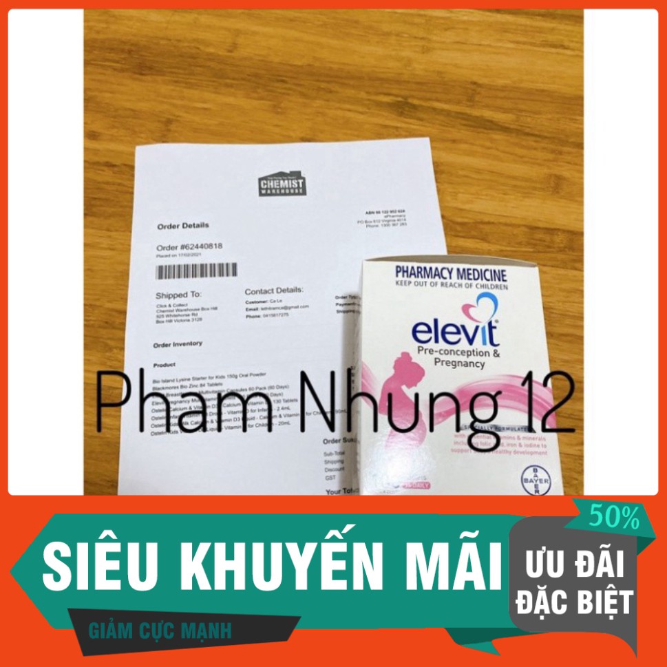 GIẢM GIÁ 30% Vitamin tổng hợp bầu ELEVIT - chuẩn Úc GIẢM GIÁ 30%