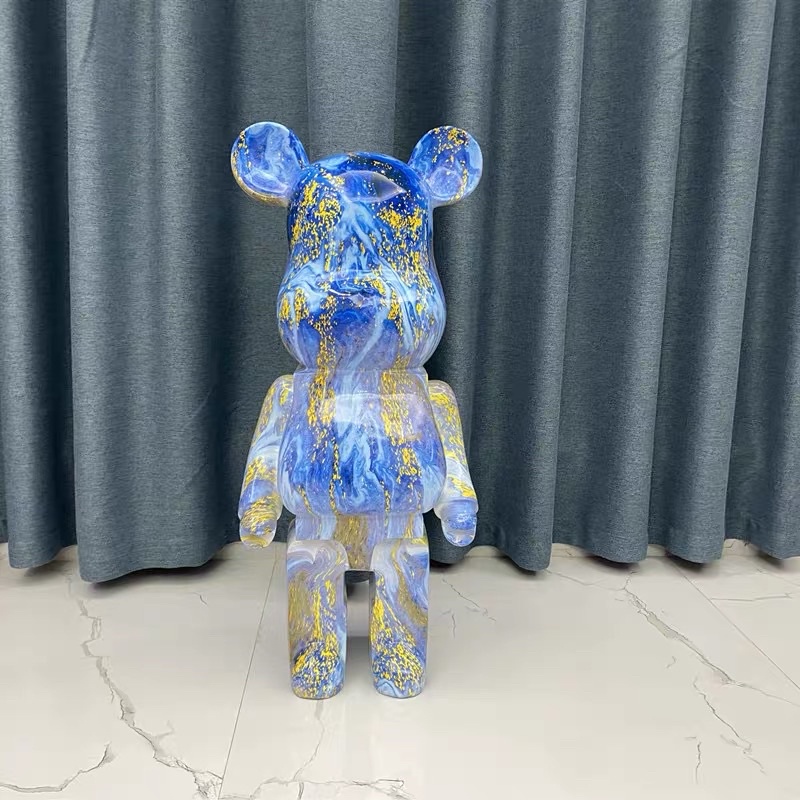 Tượng gấu bearbrick xanh vẩy sơn siêu đẹp