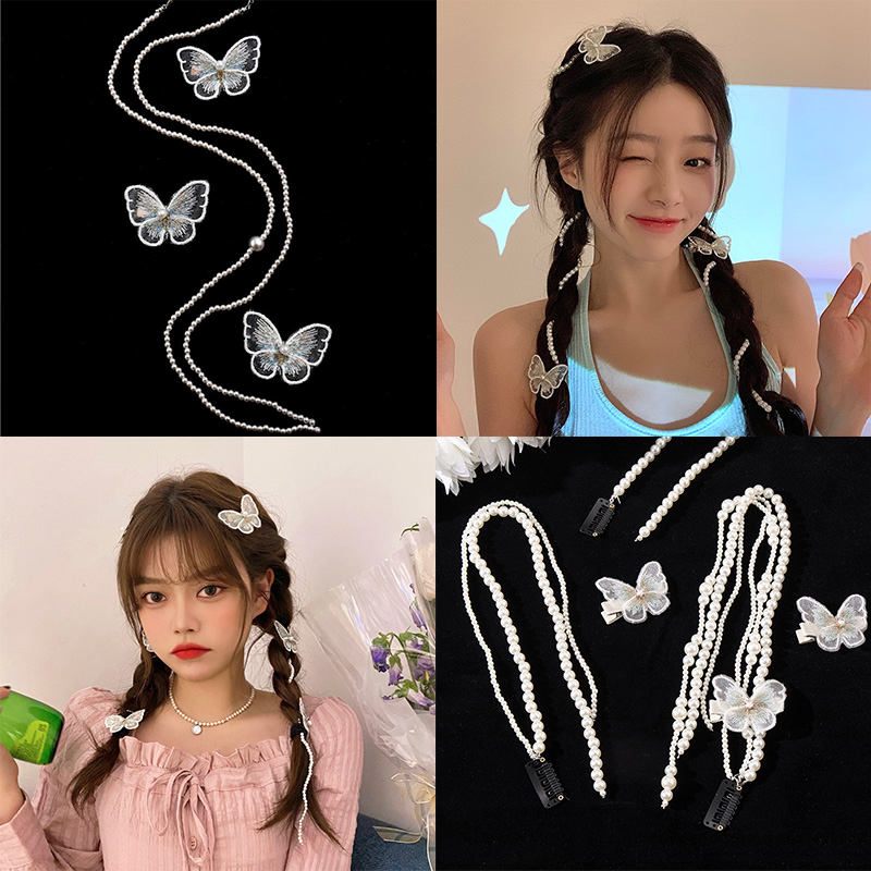 Kẹp tóc trang trí tua rua bướm thanh lịch cho nữ