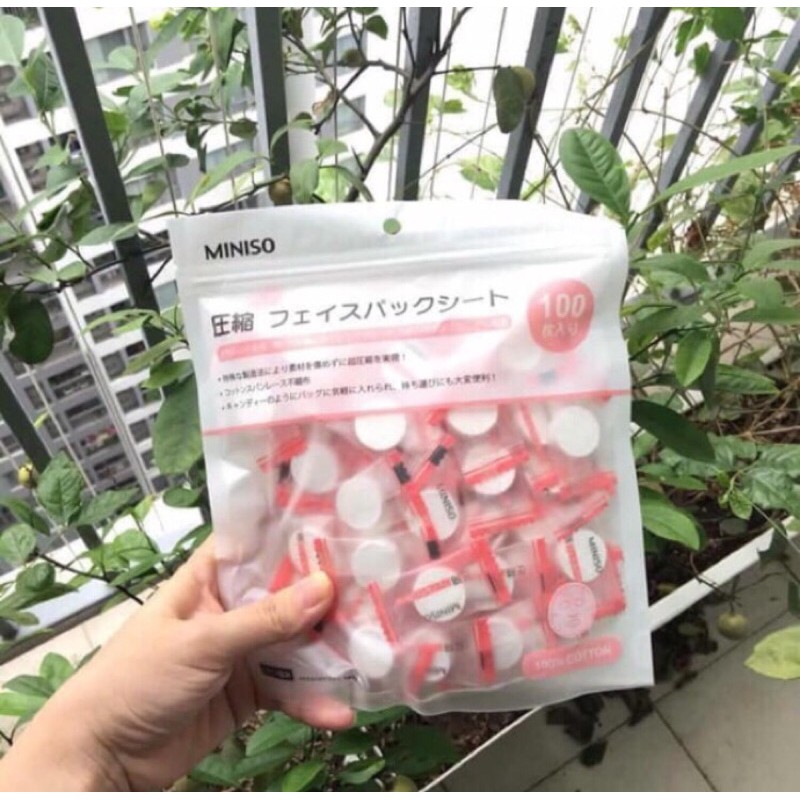 Túi 100 viên Mặt Nạ Giấy Nén miniso Nhật Bản siêu rẻ