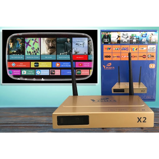 Vinabox X2 - Android tivi box chính hãng màu vàng