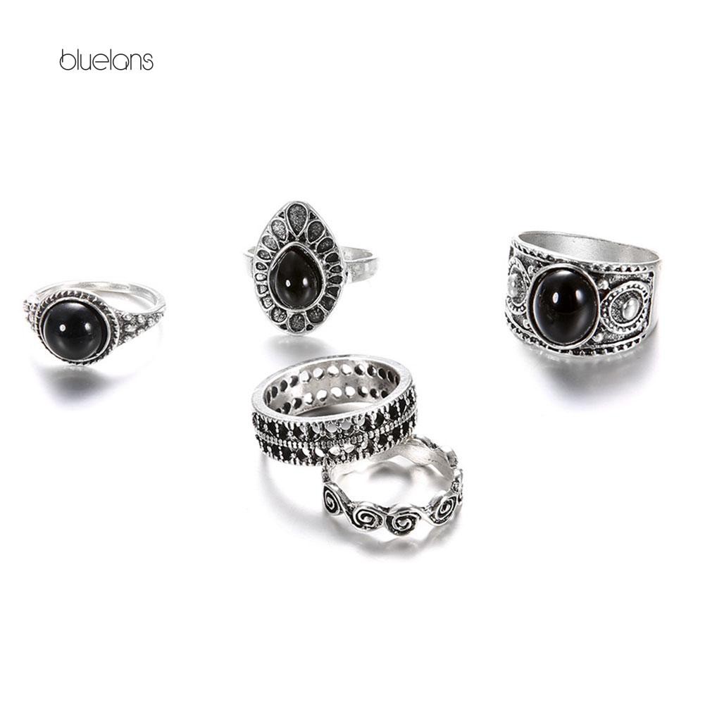 Set 5 Nhẫn Đeo Đốt Ngón Tay Phong Cách Vintage Cho Nữ