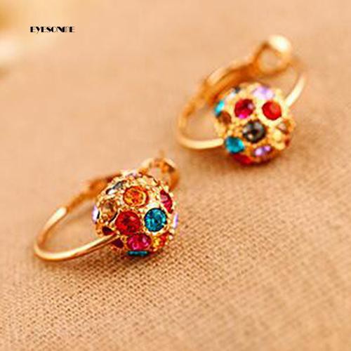 ♟ Bông Tai Hình Quả Cầu May Mắn Đính Đá Nhiều Màu Sắc