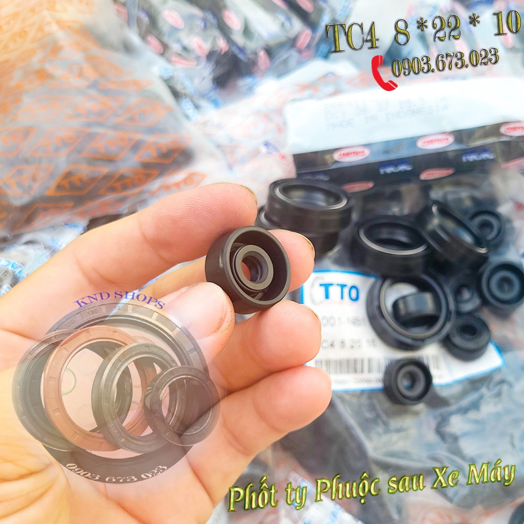 Phốt dầu ty phuộc sau xe máy TC4 8*22*10,...Phốt cao su chặn nhớt loại vòng đệm 1 lò xo TC4 10*20*9.5 | KND Shops