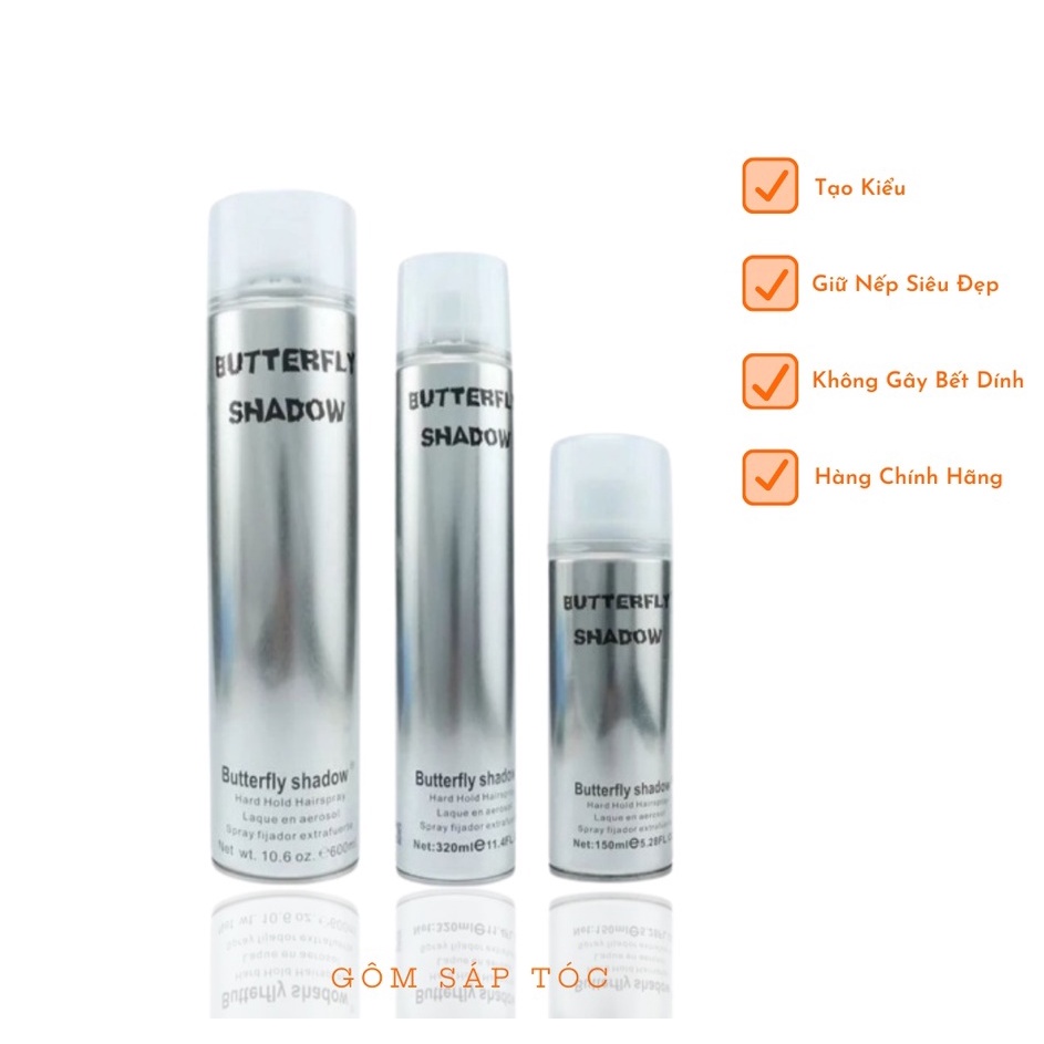 Gôm, Keo Xịt Tóc Butterfly Shadow 150ml 320ml 600ml Tạo Kiểu Và Giữ Nếp Cho Tóc.Hàng Chính Hãng