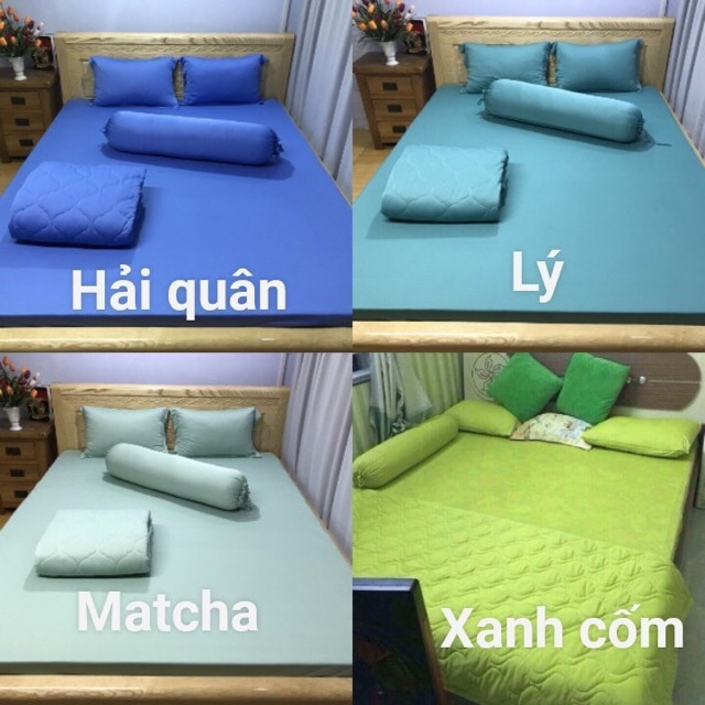 Bô drap ga thun lạnh trơn [5 món] chất thun Hàn Quốc đẹp, mát