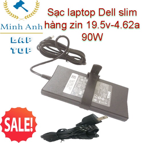 Sạc Laptop Dell 19.5V - 4.62A - 90W Slim (mỏng)  - Chân Kim to chính Hãng