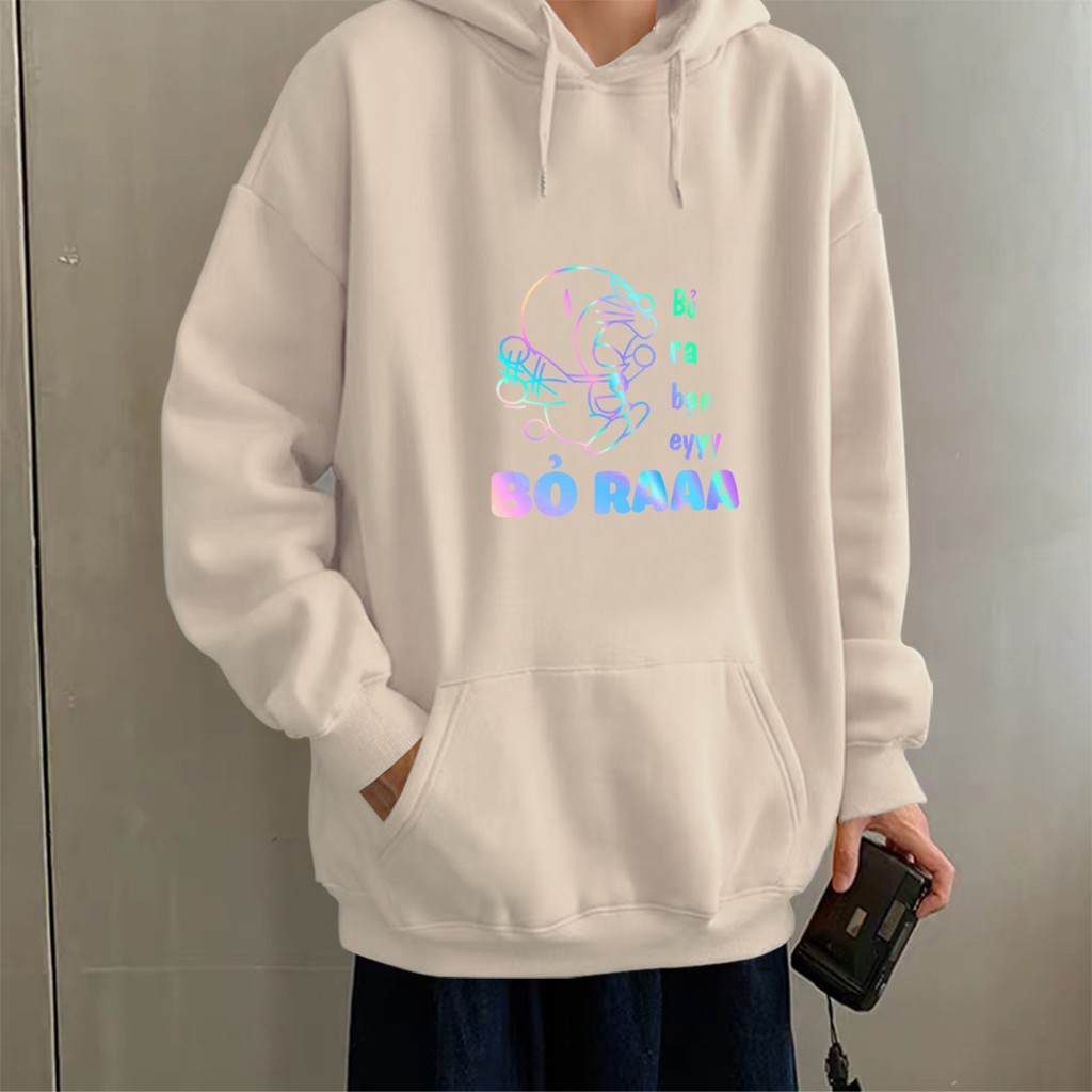 Áo Khoát Nỉ Unisex Có Mũ, Áo Hoodie In Phản Quang Doraemon PQ06KN