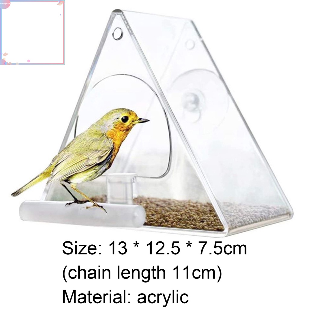 Hộp đựng thức ăn cho chim trong suốt không dễ bay màu kèm dây xích